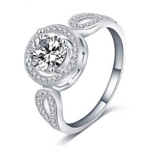 🌸Stylish Saudi Arabia White Gold Round Cut Ring for Women, MARR9360